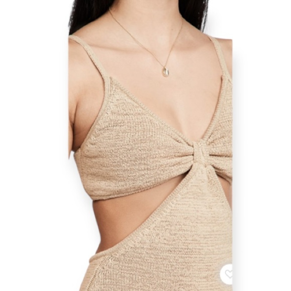 Beige Botany Knit Cut Out Maxi Dress Sand Taupe Size Small - Picture 14 of 16